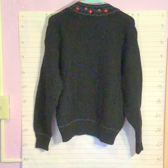 EDDIE BAUER women’s heavy wool sweater, VNeck, M/M black - Picture 7 of 11